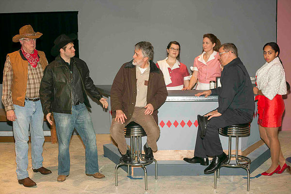 Photo by John Lamb The cast of "Bus Stop' at Clayton Community Theatre, Photo by John Lamb