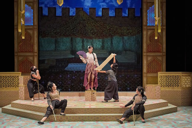 Salima and the all-female guard in a scene from the premier of 'House of Joy' at the Repertory Theatre of St. Louis, photo by Eric Woosley. Salima and the all-female guard in a scene from the premier of 'House of Joy' at the Repertory Theatre of St. Louis, photo by Eric Woosley.