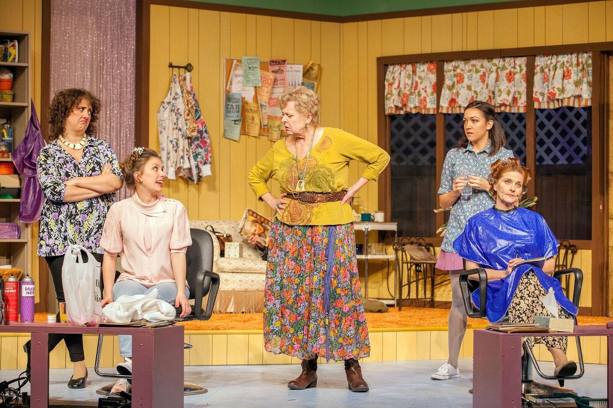 The cast of 'Steel Magnolias' gathers in Truvy's beauty shop. Photo by John Lamb Photo from Stray Dog Theatre production of Steel Magnolias