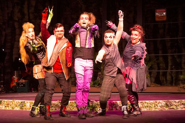 A scene from the laugh out loud funny 'Triassic Parq the musical,' at Stray Dog Theatre in St Louis, photo by John Lamb. A scene from the laugh out loud funny 'Triassic Parq the musical,' at Stray Dog Theatre in St Louis, photo by John Lamb.