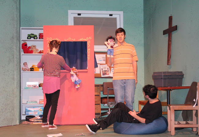 A scene from St Louis Actors Studio's production of the hilarious 'Hand to God,' a play by Robert Askins, photo courtesy of St Louis Actors Studio. A scene from St Louis Actors Studio's production of the hilarious 'Hand to God,' a play by Robert Askins, photo courtesy of St Louis Actors Studio.