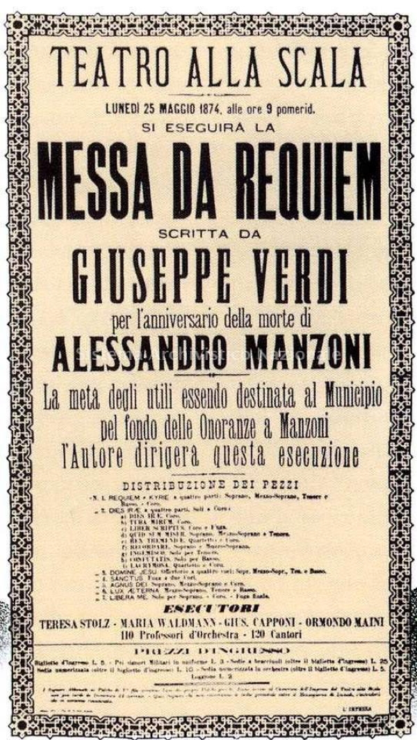Requiem poster for La Scala premiere, 1874 Requiem poster for La Scala premiere, 1874
