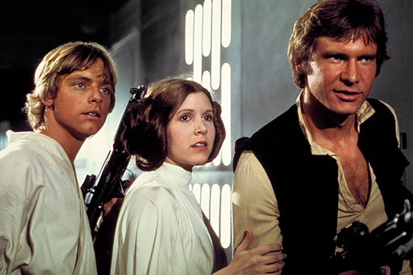 Mark Hamill, Carrie Fisher, and Harrison Ford in Star Wars