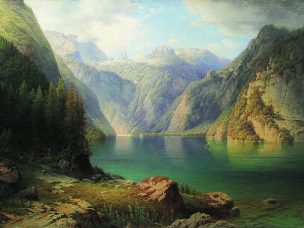 Mountain Lake, painting by Arseny Meshchersky (1865) Public Domain Mountain Lake, painting by Arseny Meshchersky (1865) Public Domain