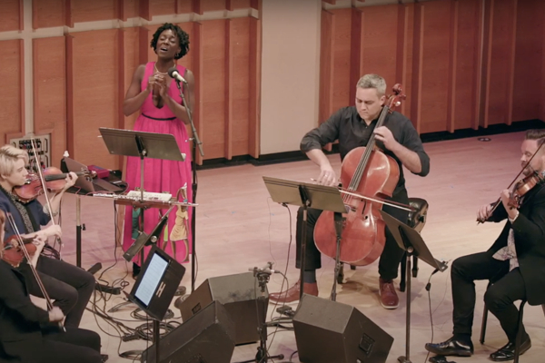 Nathalie Joachim and the Spektral Quartet perform 'Fanm d'Ayiti'. Photo courtesy Nathalie Joachim.