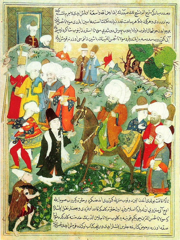 An Ottoman era manuscript depicting Rumi and Shams-e Tabrizi. An Ottoman era manuscript depicting Rumi and Shams-e Tabrizi.