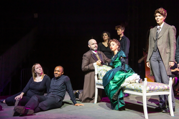 L-R: Anthony Webb as Pittichinaccio, Brooklyn Snow as Giulietta, and Emma Sorenson as Nicklausse Photo by Ron Lindsey
