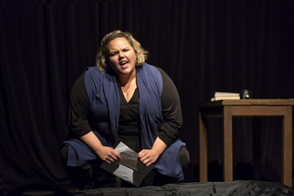 St Lou Fringe Festival artist Brittanie Gunn in 'Hot for T-Rex' by Taylor Gruenloh, 2017 FringeMeister. Photo by Robert Crowe.